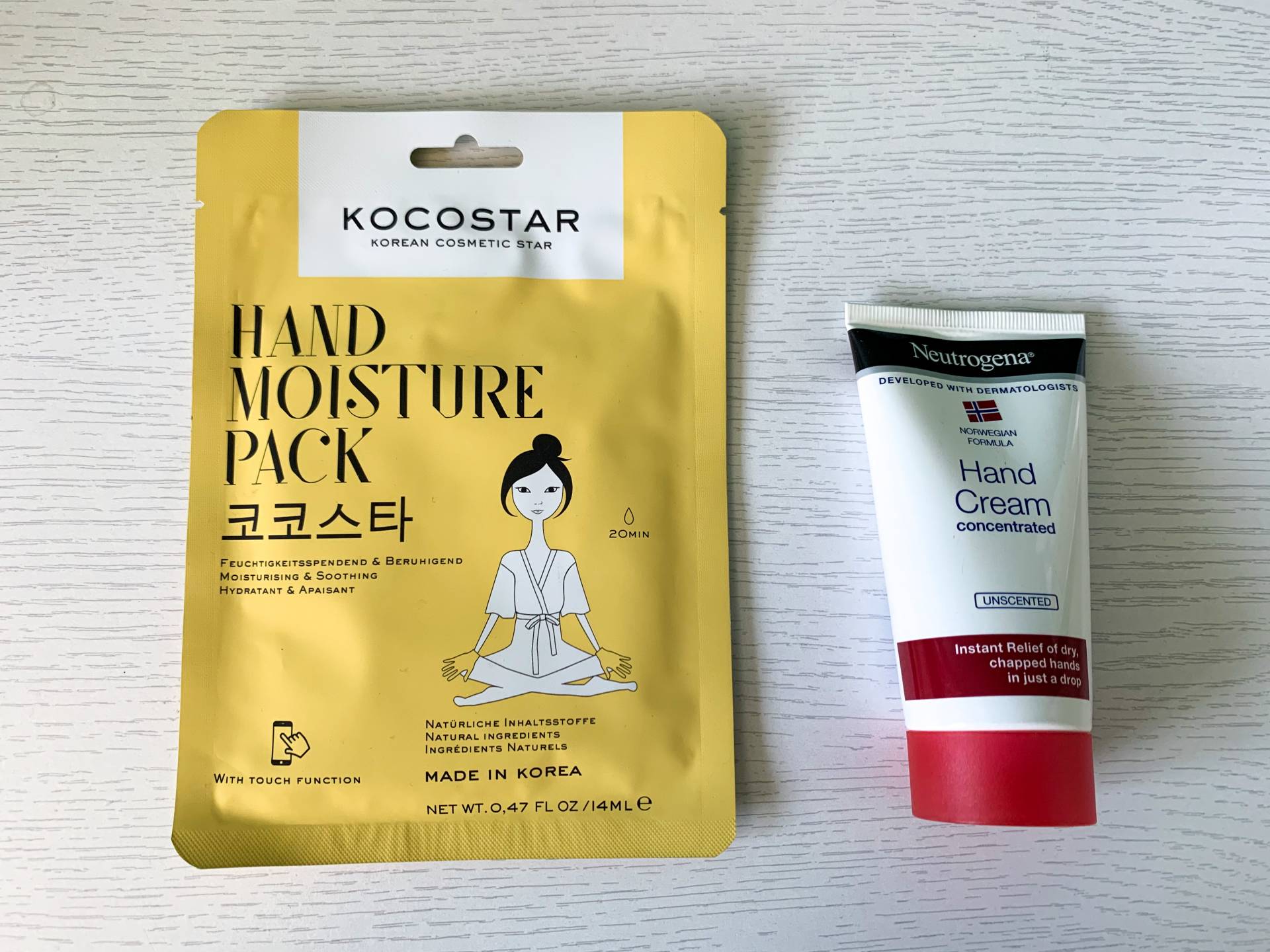 Notino hand care for dry hands during the pandemic - Korean hand moisture pack - Kocostar - Neutrogena hand cream