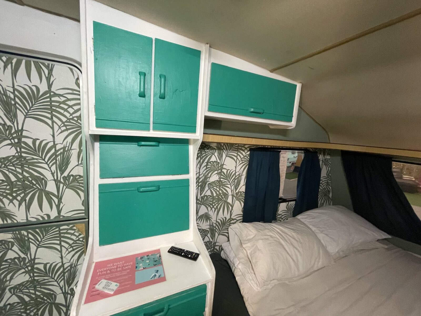 Indoor glamping caravans in Bristol. Towed Town Camping. Refurbished caravan.
