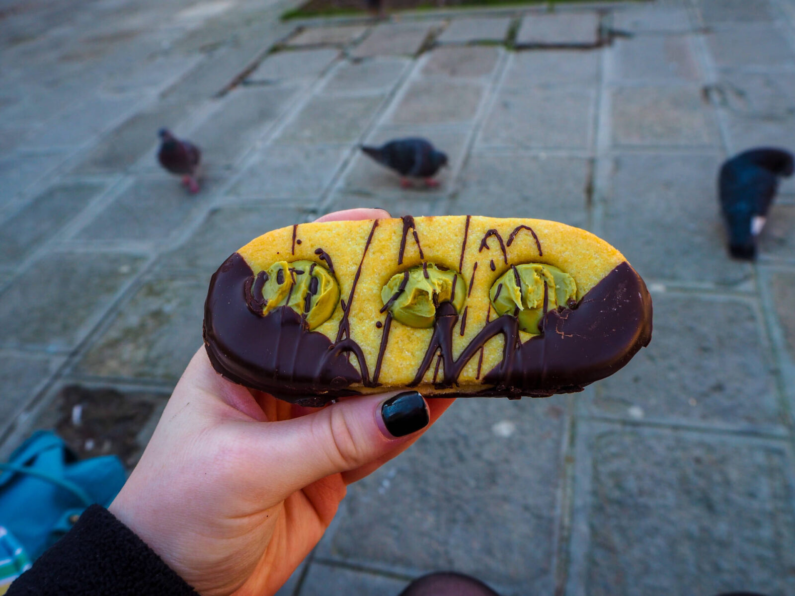 Pistachio biscuit from Murano, Italy.