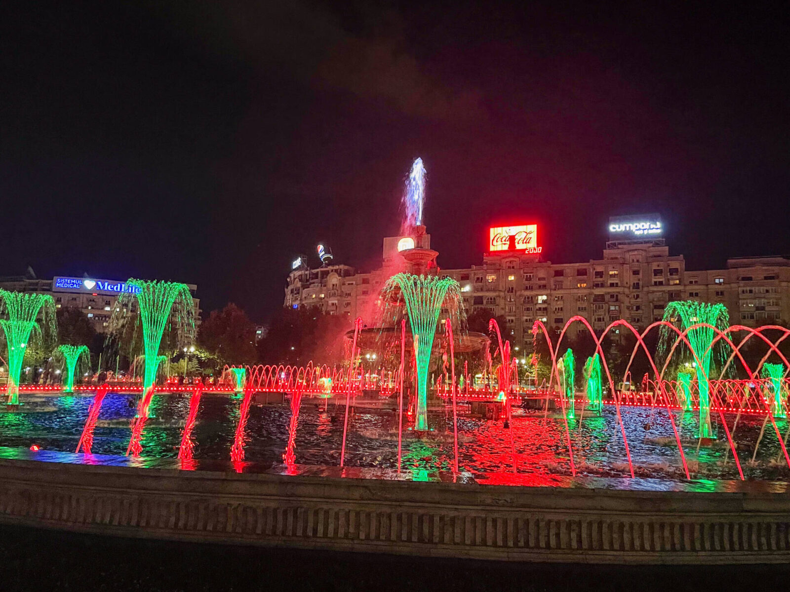 Things to do in Bucharest, Romania. Bucharest fountains by night